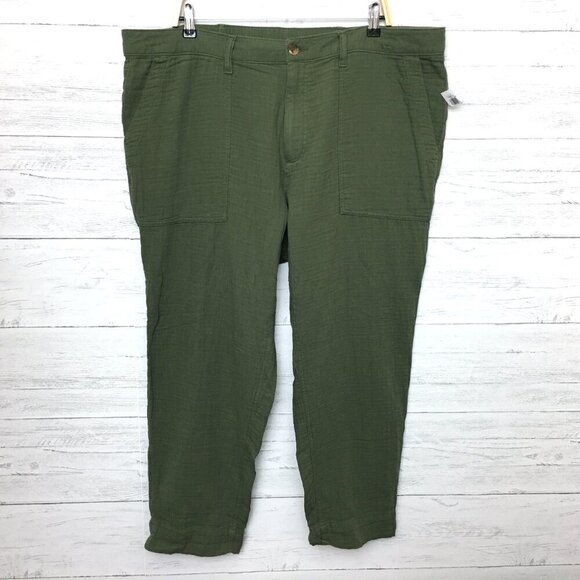 NEW Old Navy Women's Green Crinkled Cotton Pants Lightweight Size 20 length 27" - Picture 10 of 10